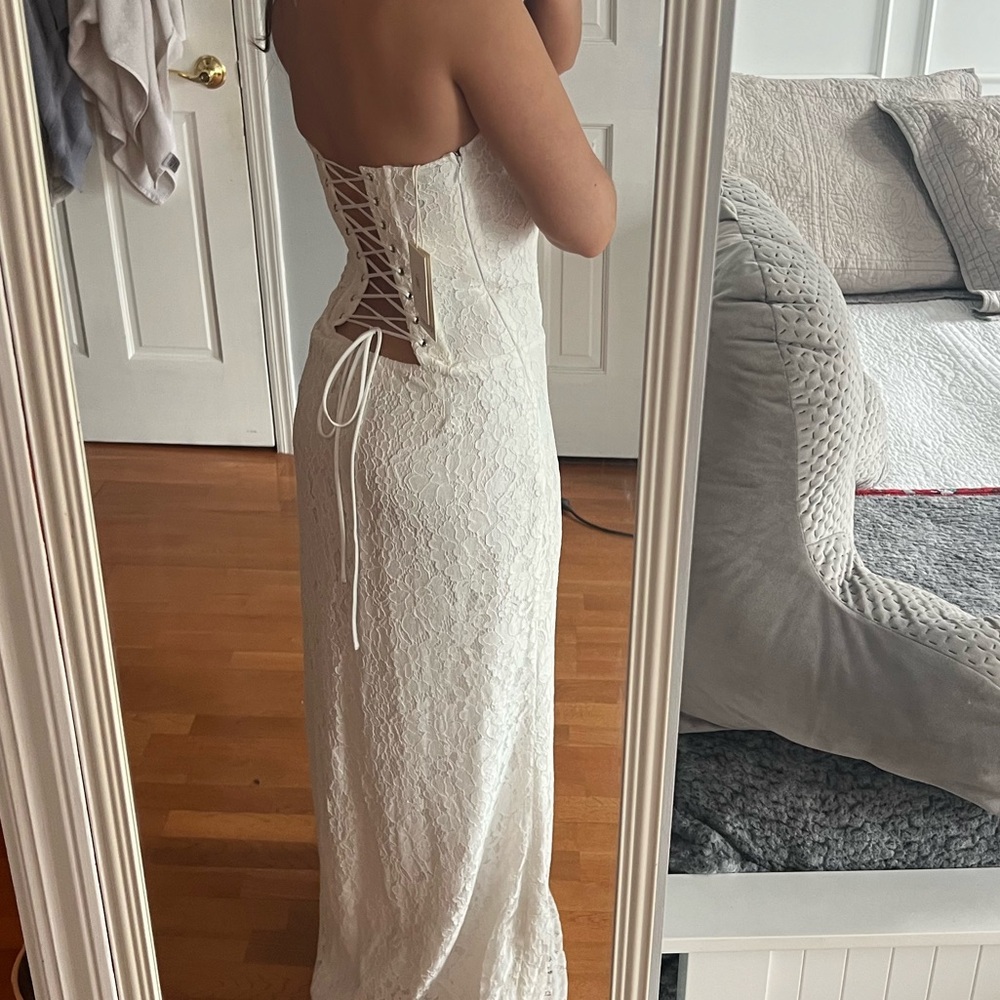 White Lace Corset Peppermayo Dress - Picture 2 of 4